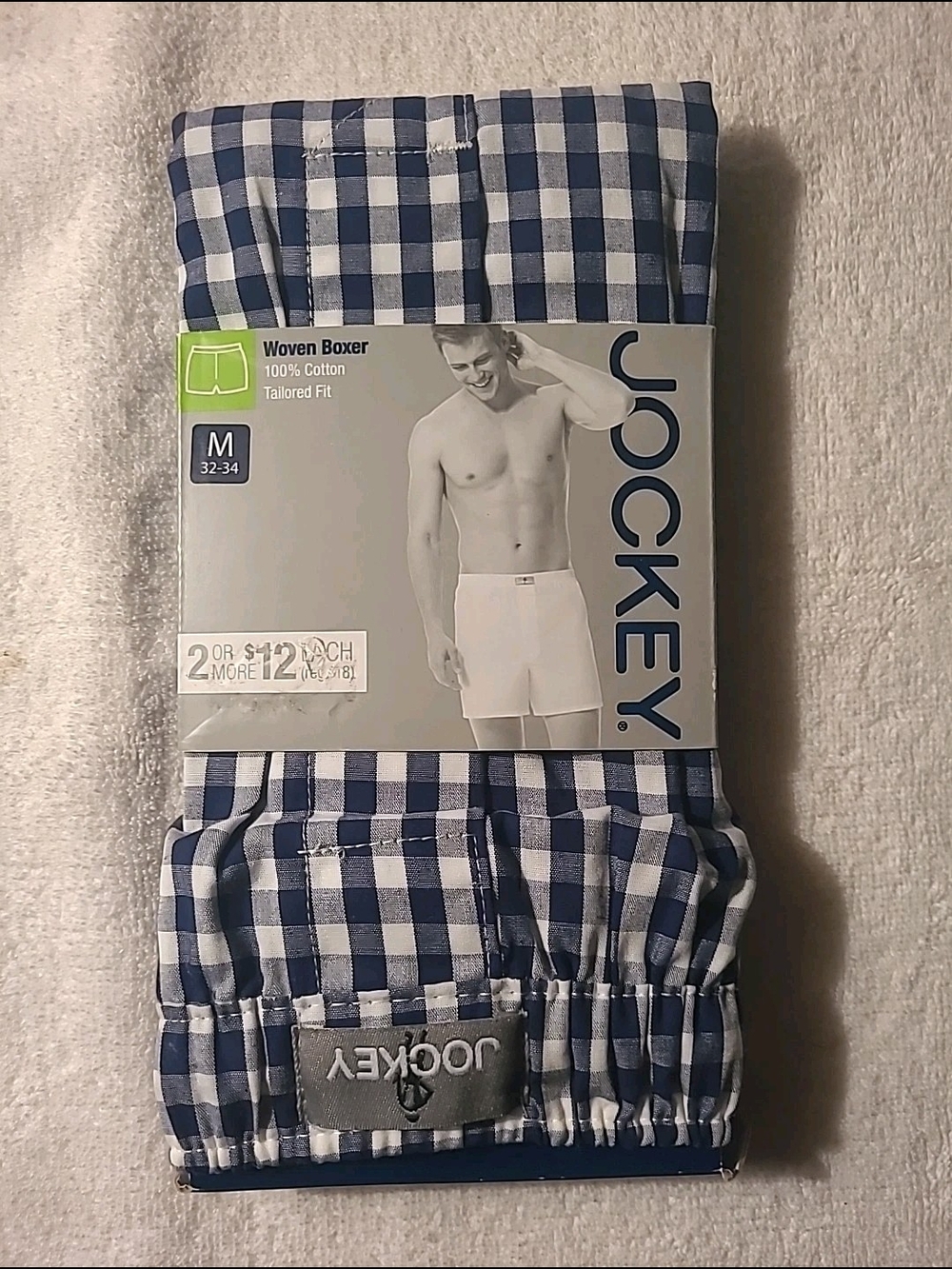 Jockey Men's Blue Knit and Navy Check Woven Boxer Briefs 2 Pack New Size 32-34 - Picture 3 of 12